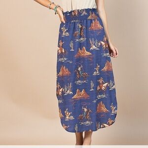 Denim Blue Western Skirt